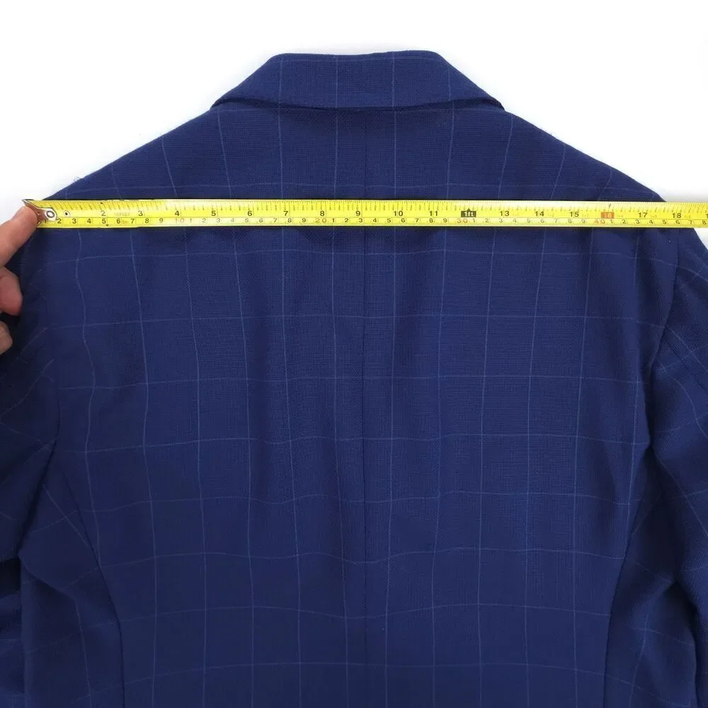 NEW Lubiam 100% Wool Blazer Sport Coat Navy Windowpane Old Money Quiet Luxury